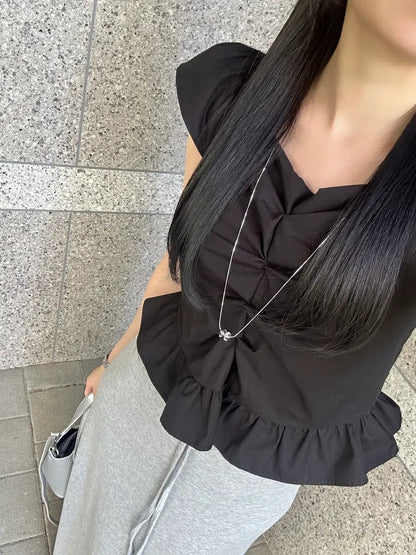 オフショルダーベストシャツトップ