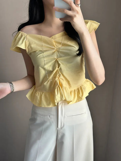 オフショルダーベストシャツトップ