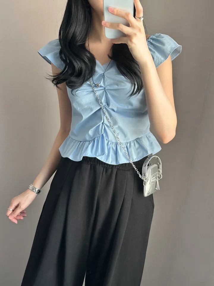 オフショルダーベストシャツトップ