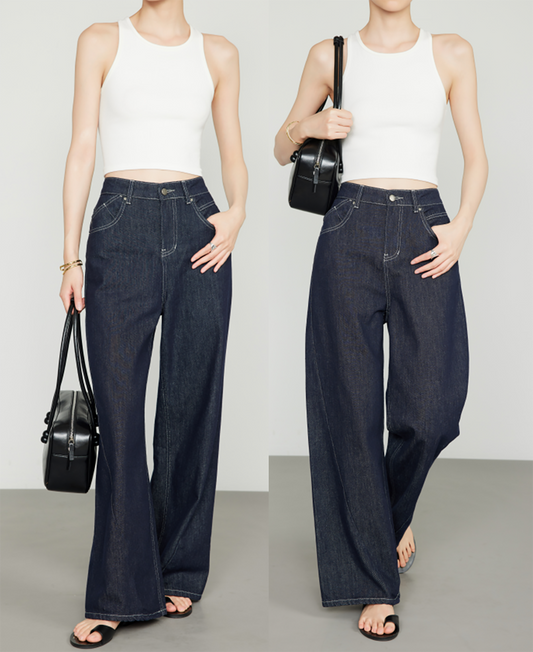 ロング丈ユッピーカウボーイワイドレッグパンツ