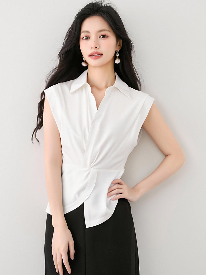 ツイストウエストラペルシャツ