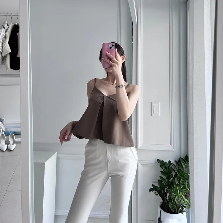 Vネックカジュアルバケーションキャミソール