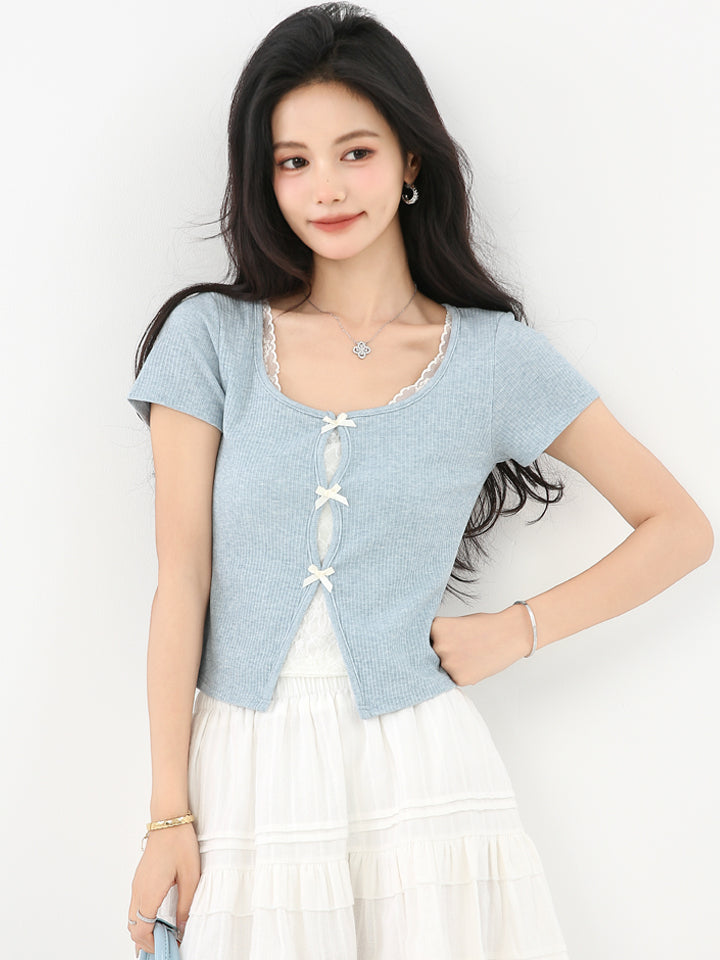 フェイクツーピース半袖Tシャツ