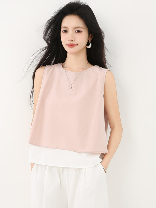 ツーピースベストノースリーブトップ