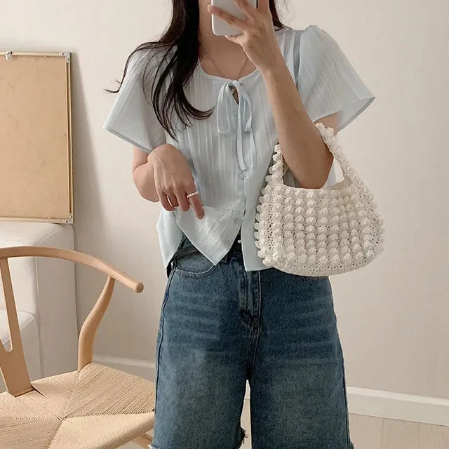 蝶結び万能シャツトップ