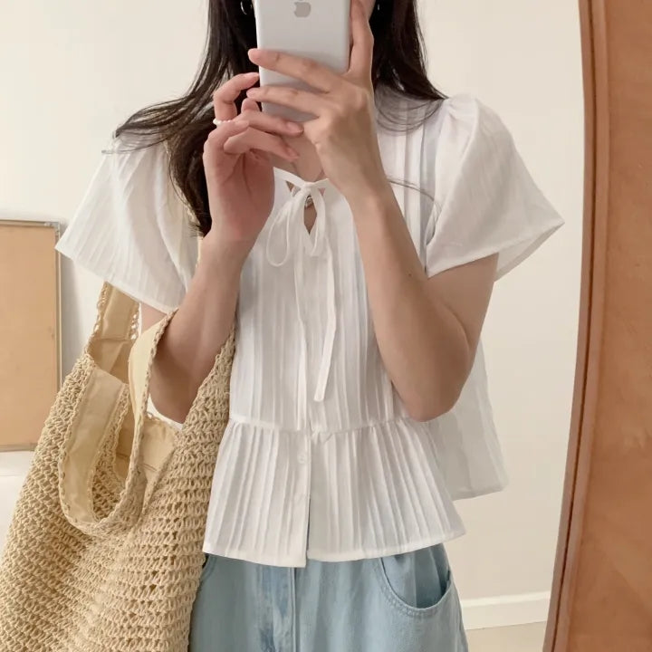 蝶結び万能シャツトップ