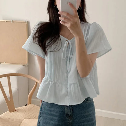 蝶結び万能シャツトップ