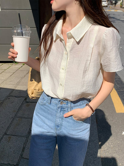 ブレストパフスリーブシフォンシャツ