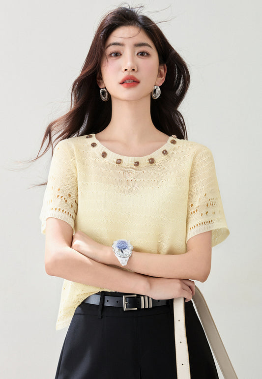 ニット半袖Tシャツトップ