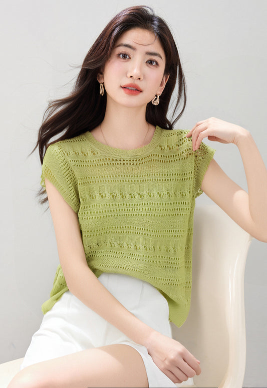 ニット半袖女性用Tシャツ