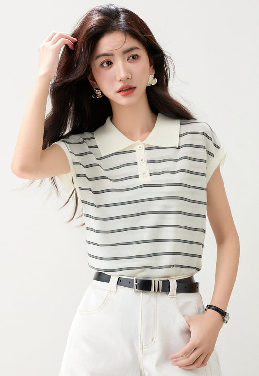 ストライプポロTシャツ
