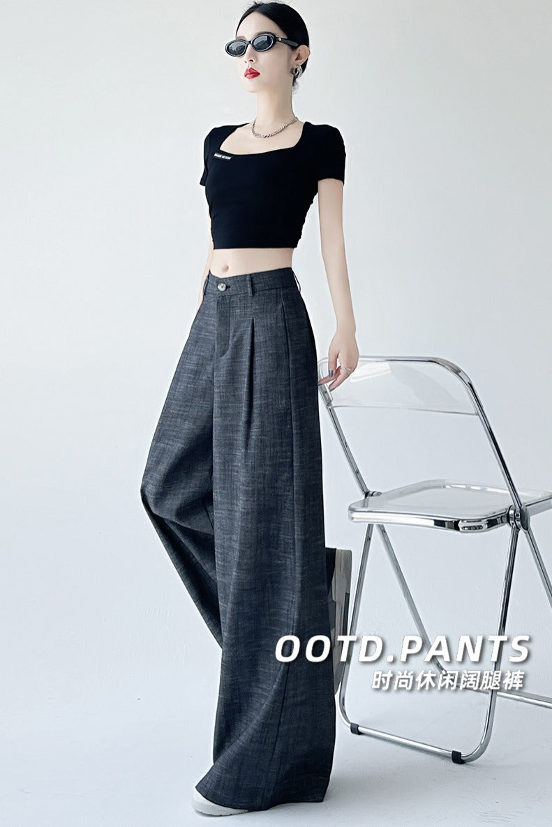 高級リネンとコットンのドレープパンツ