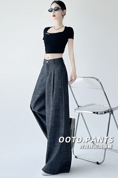 高級リネンとコットンのドレープパンツ