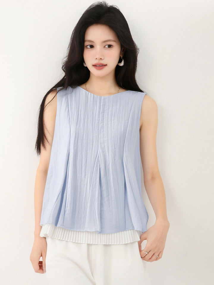 フェイクツーピースノースリーブシャツ