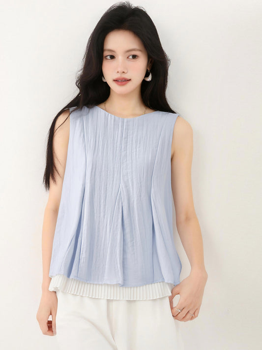 フェイクツーピースノースリーブシャツ