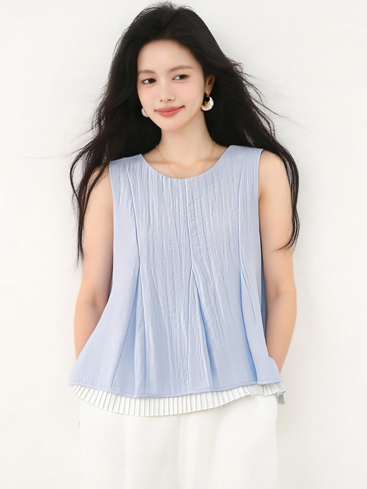 フェイクツーピースノースリーブシャツ