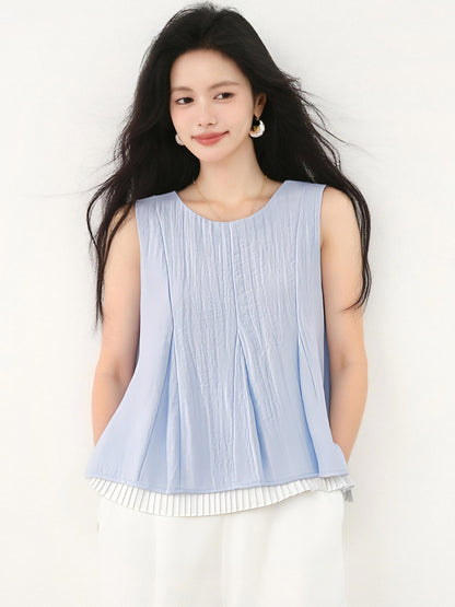 フェイクツーピースノースリーブシャツ