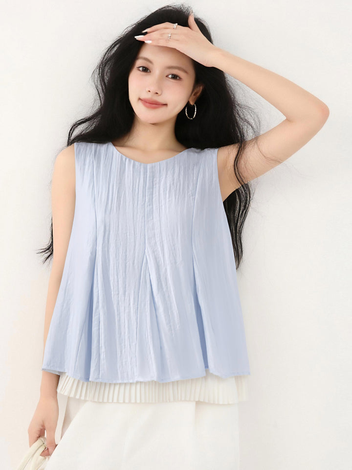 フェイクツーピースノースリーブシャツ