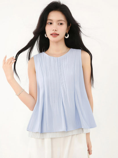 フェイクツーピースノースリーブシャツ