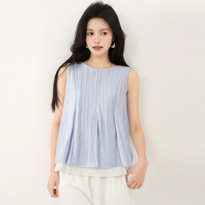 フェイクツーピースノースリーブシャツ