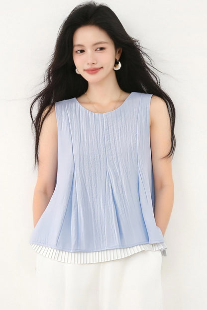 フェイクツーピースノースリーブシャツ