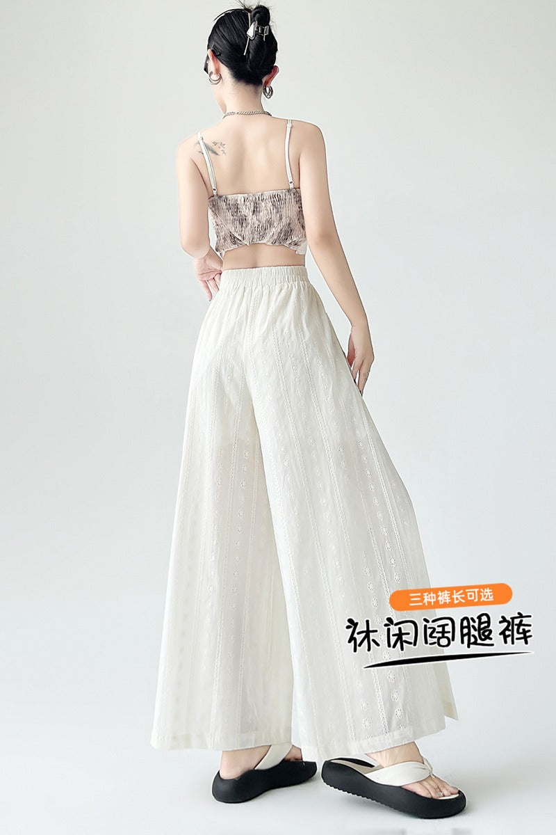 ワイドレッグレディースパンツ