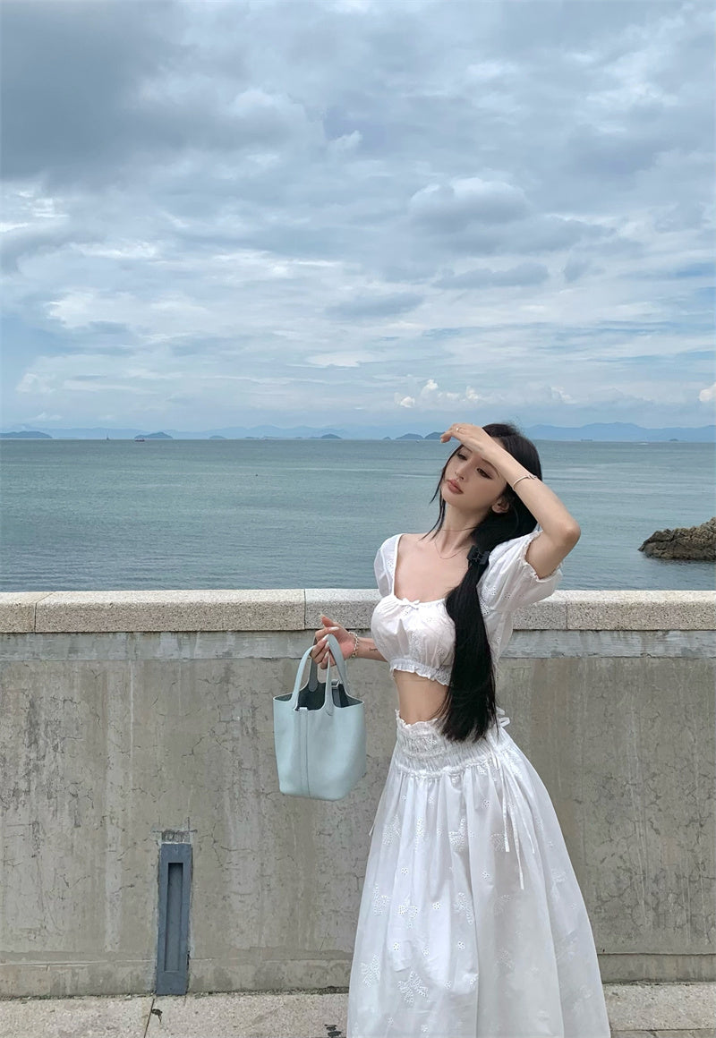 Uネックスモールシャツスカートセット