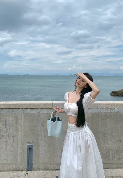 Uネックスモールシャツスカートセット