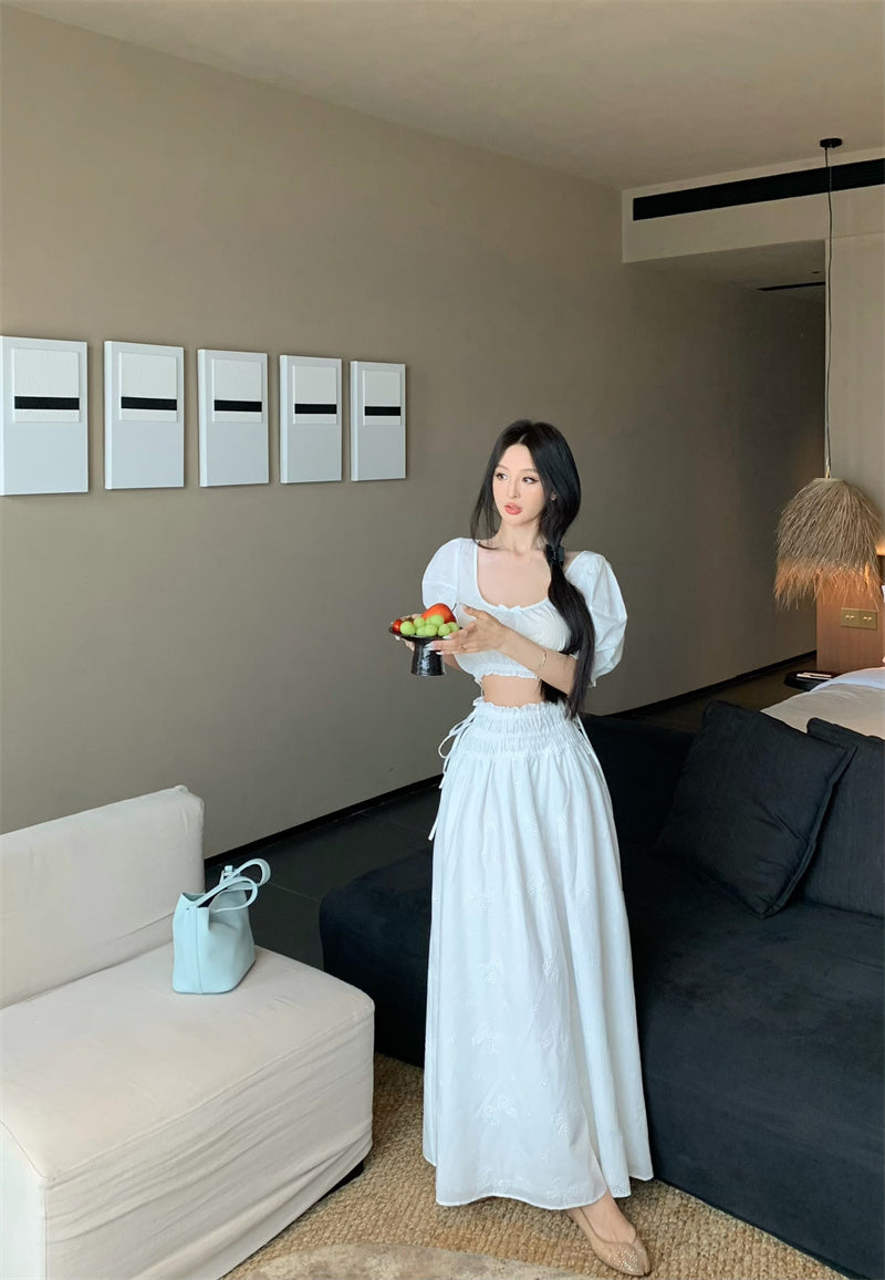 Uネックスモールシャツスカートセット