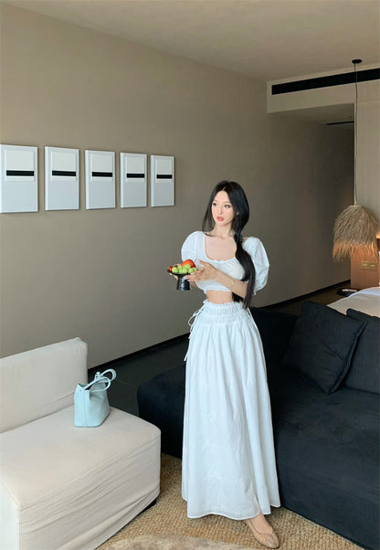 Uネックスモールシャツスカートセット