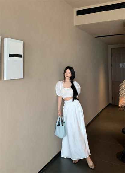 Uネックスモールシャツスカートセット