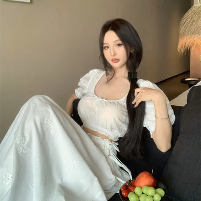 Uネックスモールシャツスカートセット