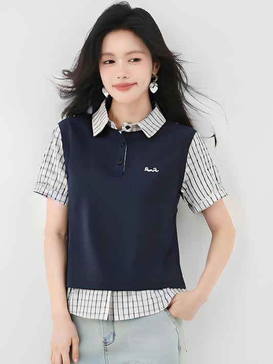 フェイクポロネック半袖Tシャツ