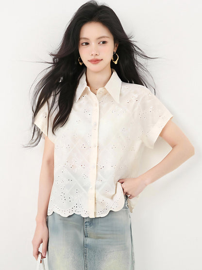 フレンチラペル半袖シャツ