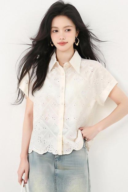 フレンチラペル半袖シャツ