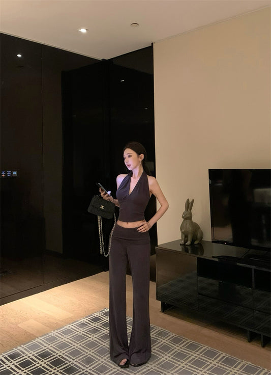 Vネックトップパンツセット