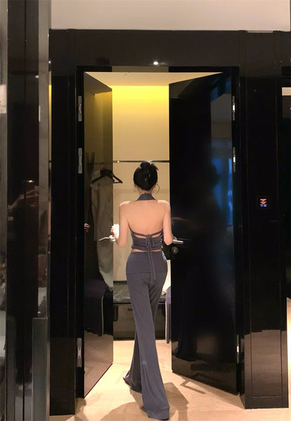 Vネックトップパンツセット