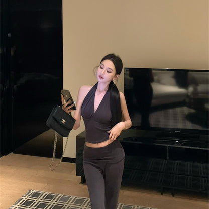 Vネックトップパンツセット