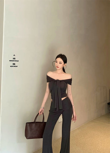 韓国バンドートップ+スリミングパンツ