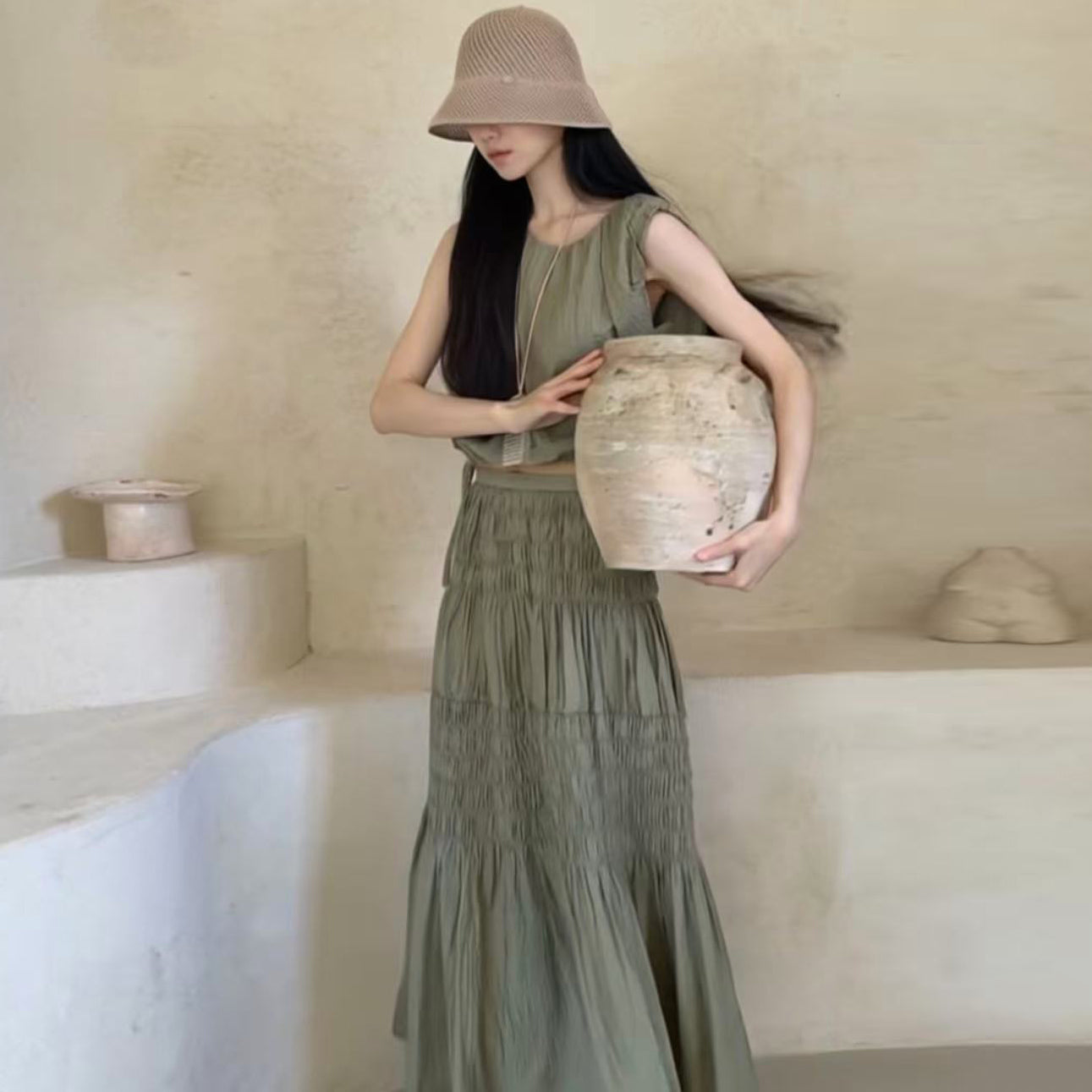 SE4 ストリングトップ+プリーツスカート