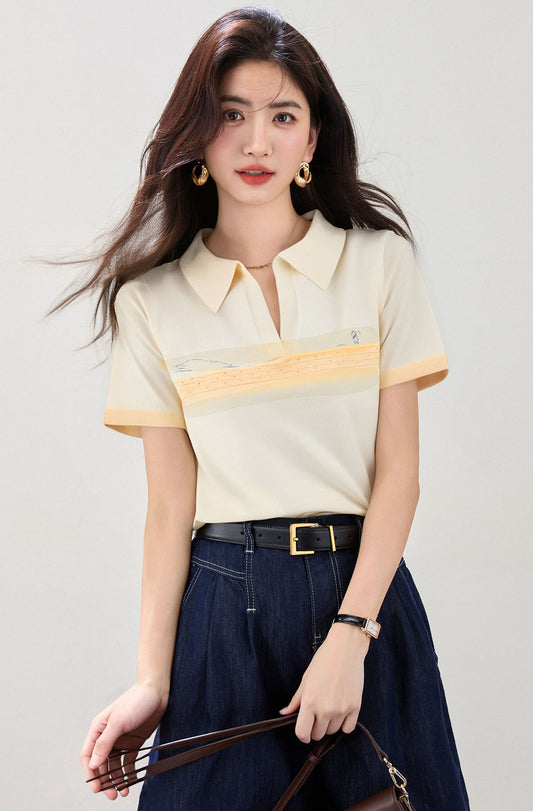 ブランドラペル半袖ニットウェア