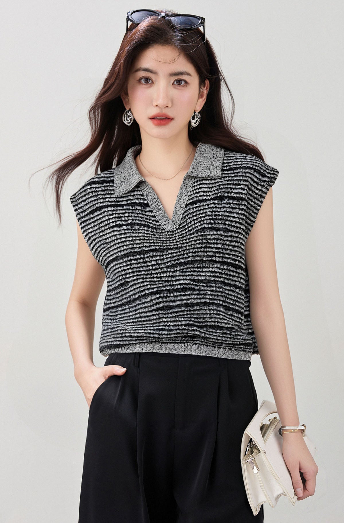 半袖ポロネックベストトップ