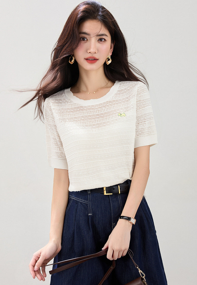 サマーホロー半袖トップス