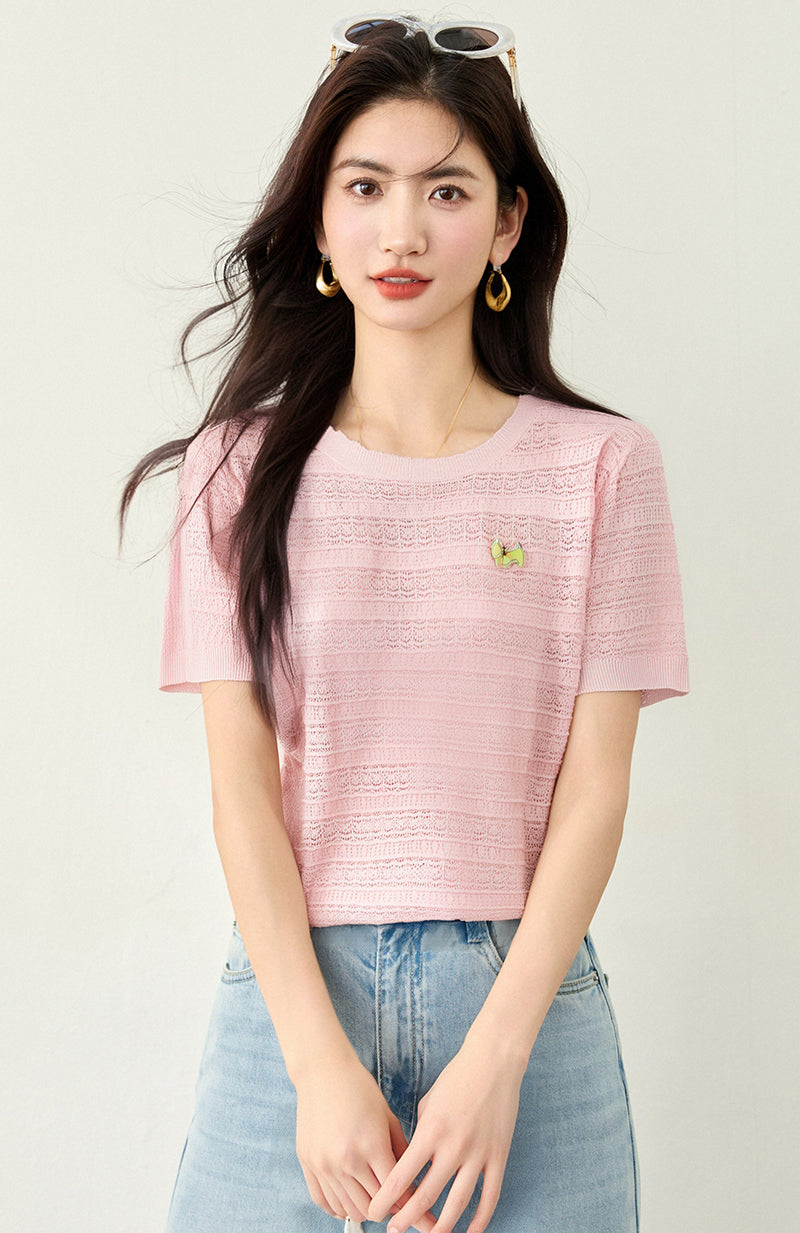 サマーホロー半袖トップス