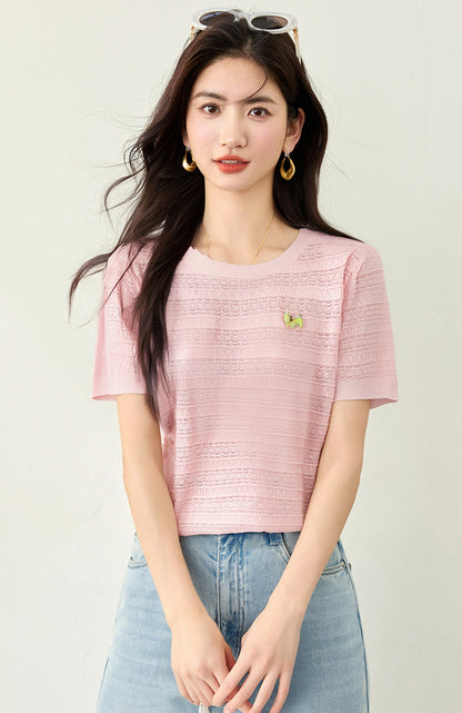 サマーホロー半袖トップス