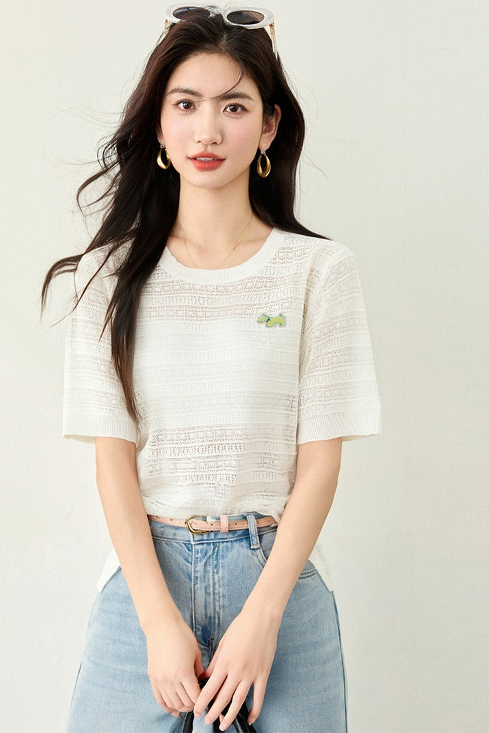 サマーホロー半袖トップス