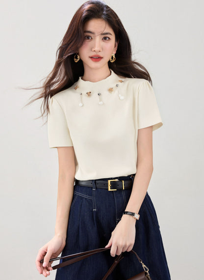 ラウンドネッククールニット半袖