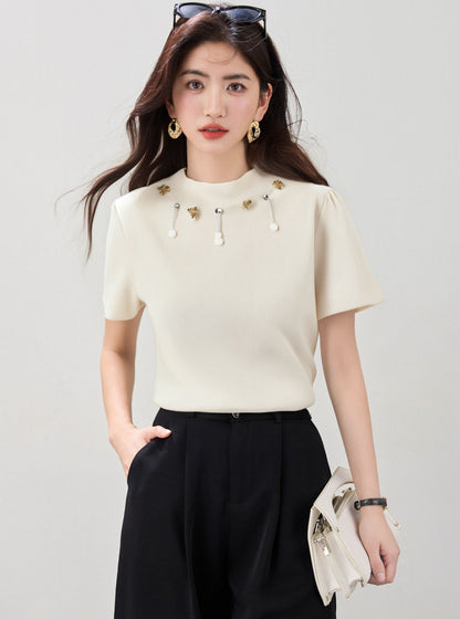 ラウンドネッククールニット半袖