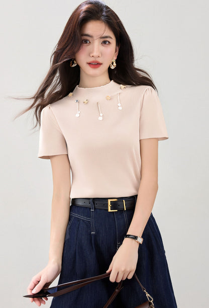 ラウンドネッククールニット半袖