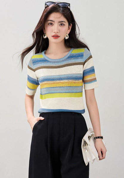 夏半袖レインボートップ